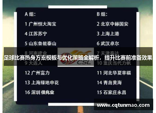 足球比赛热身方案模板与优化策略全解析，提升比赛前准备效果